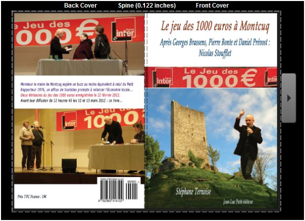 Le jeu des 1 000 euros à Montcuq couverture papier recto verso