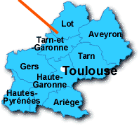 image de la région Midi-Pyrénées avec la vile de Montcuq située